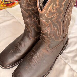 Wolverine Dark Brown Western Cowboy Boots with Tan Stitching